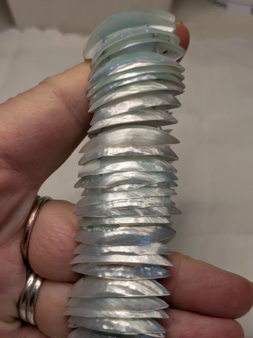 Iridescent Pastel Blue Shell Stretch Bracelet